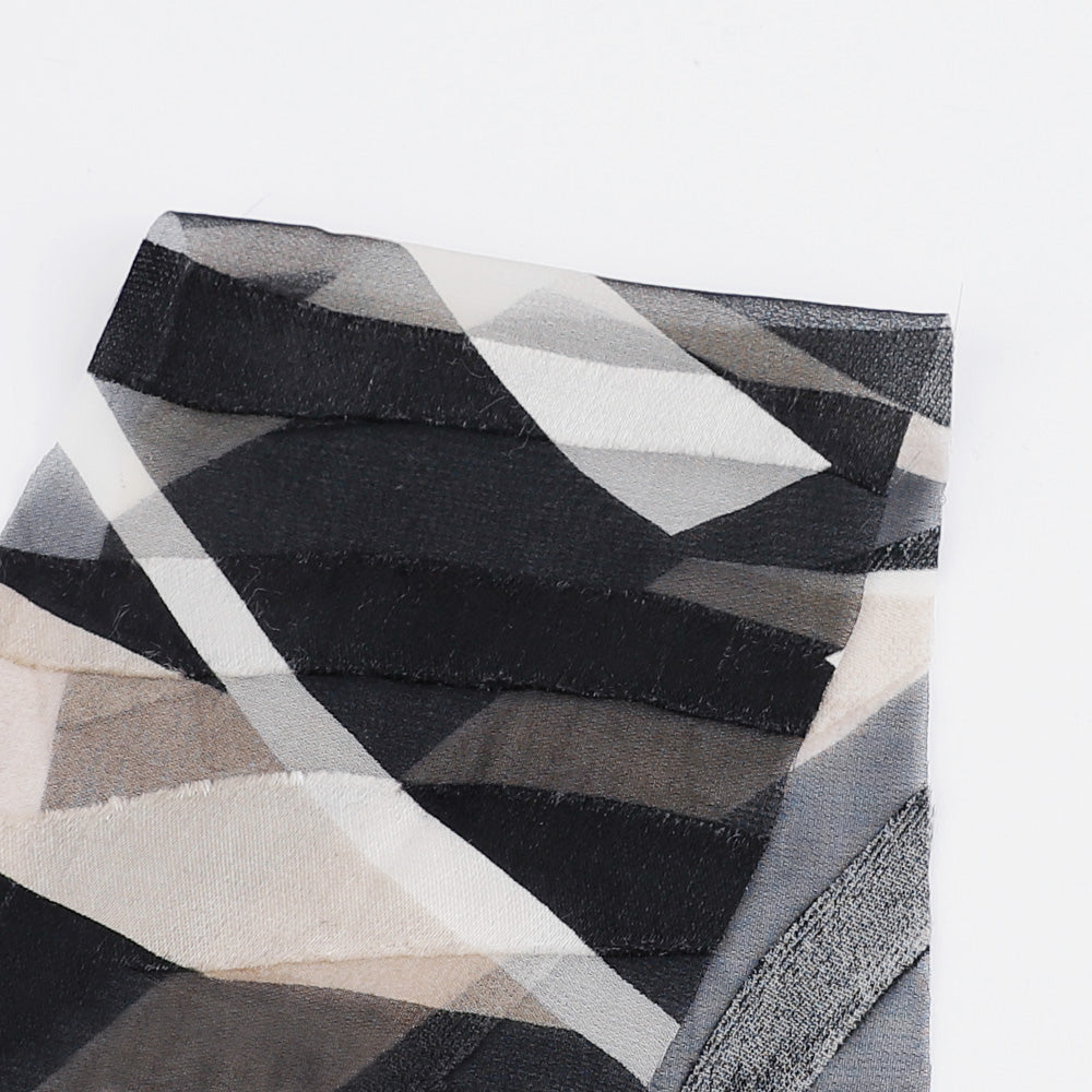 Slash Print Silk Devoré - Black / Ecru – The Fabric Store