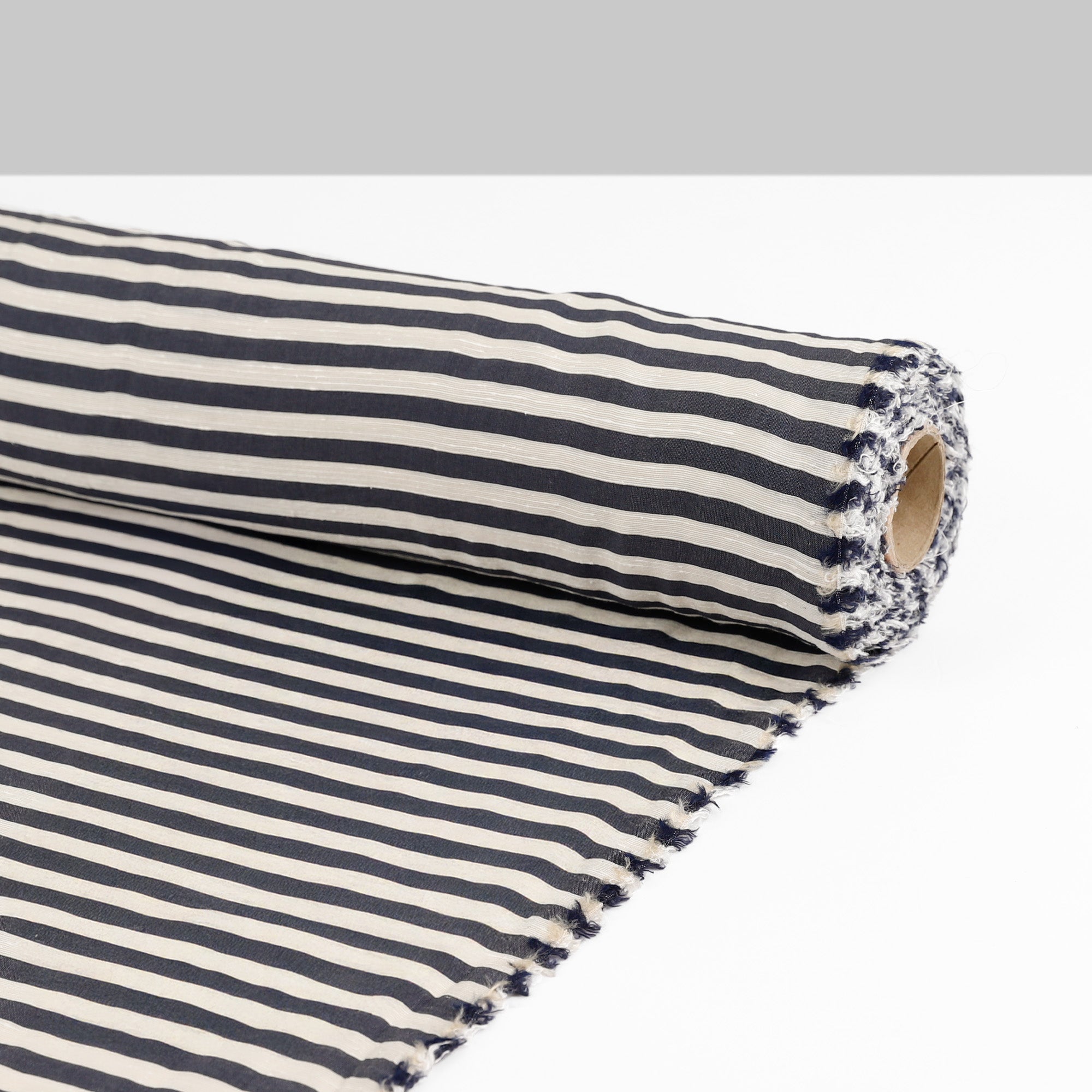 Slubby Stripe Viscose / Silk - Navy