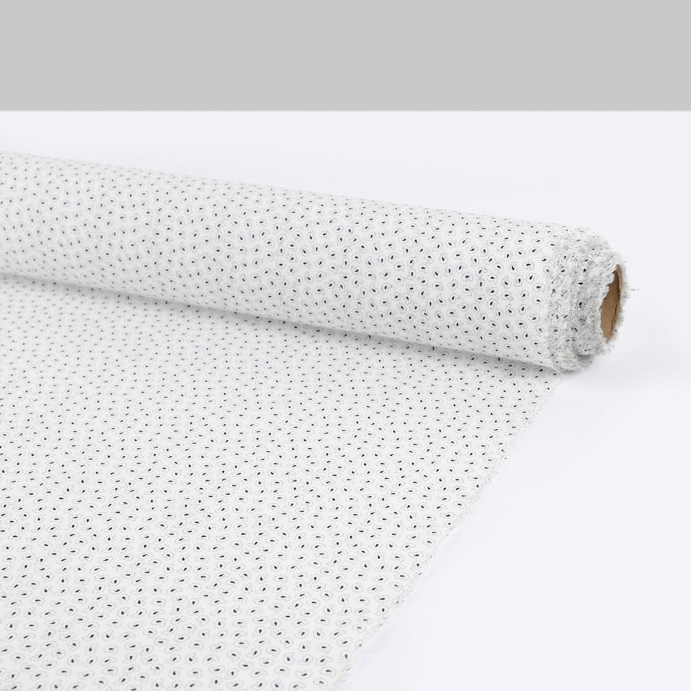 Tiny Paisley Viscose Challis - White