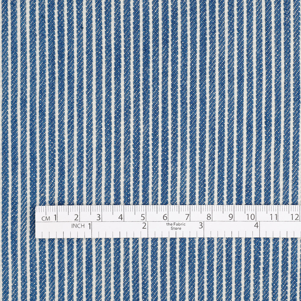 7oz Hickory Stripe Cotton - Bright Indigo