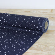 Star Print Poly Crepe De Chine - Navy