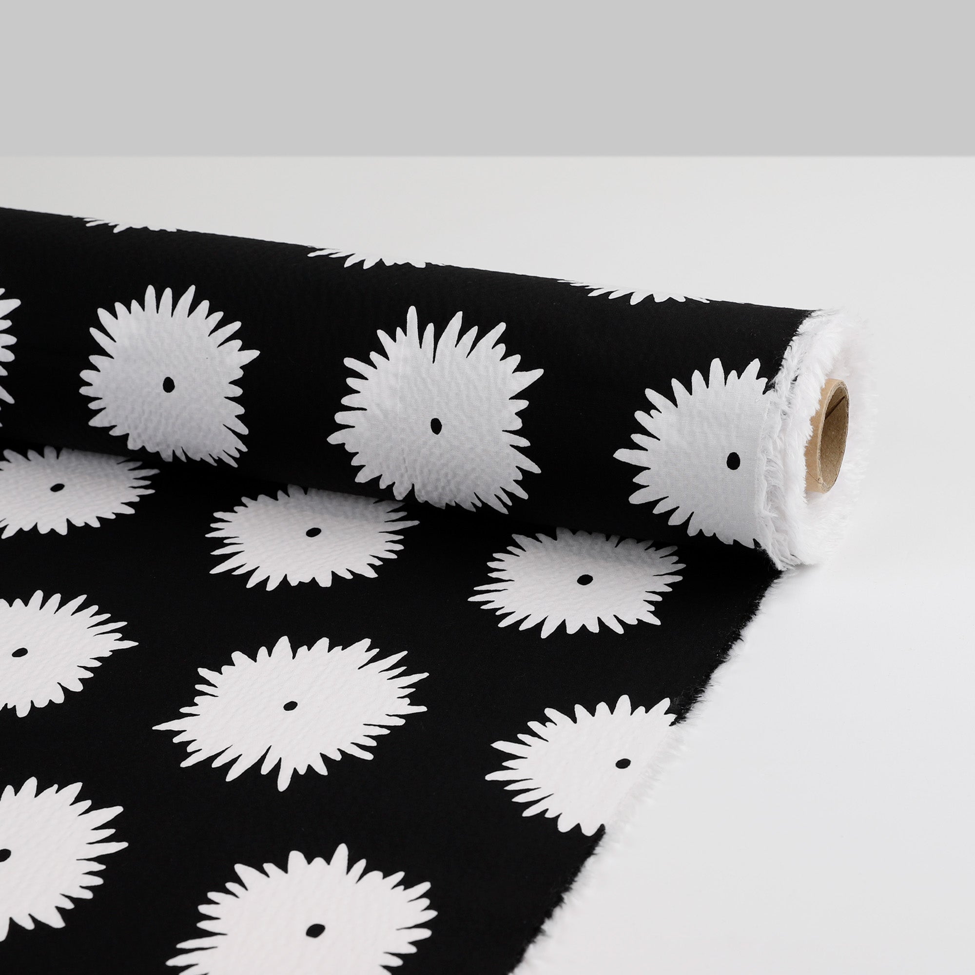 Mod Flower Stretch Seersucker Cotton - Black / White