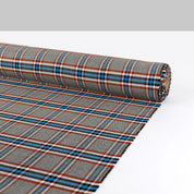 Stretch Poly / Cotton Check Suiting - Russet / Blue