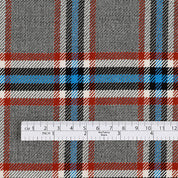 Stretch Poly / Cotton Check Suiting - Russet / Blue