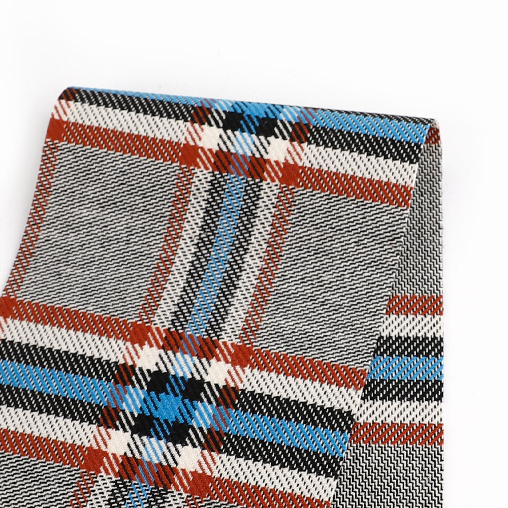 Stretch Poly / Cotton Check Suiting - Russet / Blue