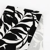 Palm Leaves Silhouette Stretch Cotton Twill  - Black