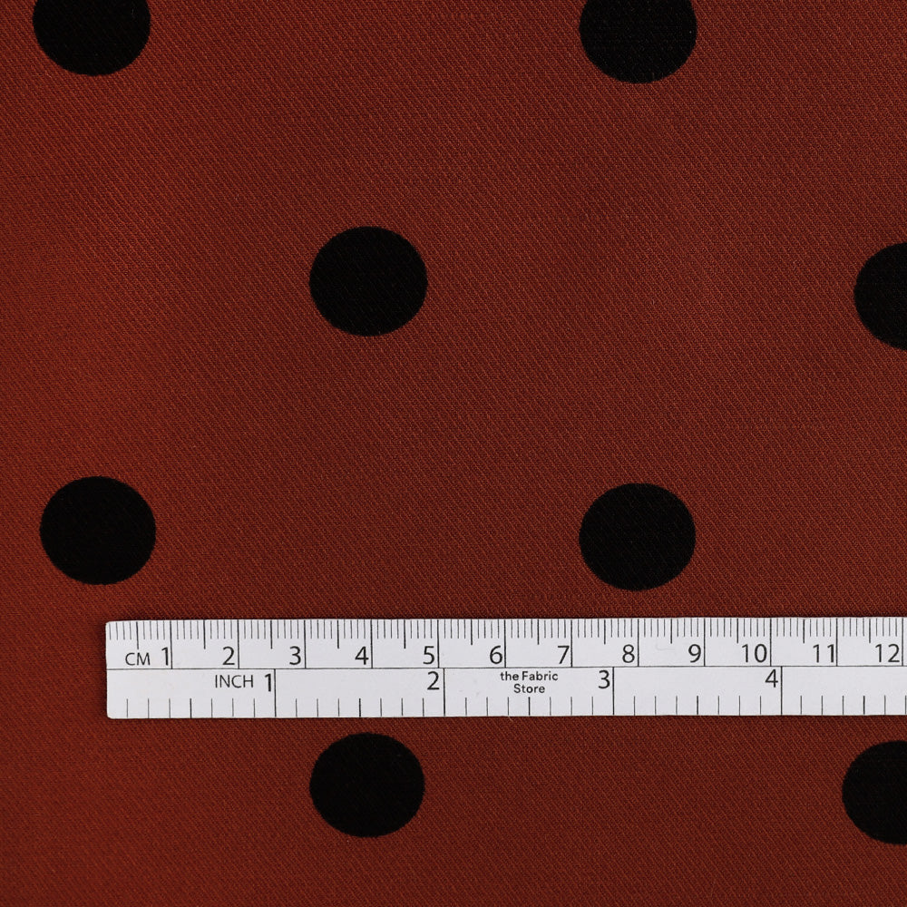 Big Polka Dot Rayon / Linen Twill - Burnt Umber