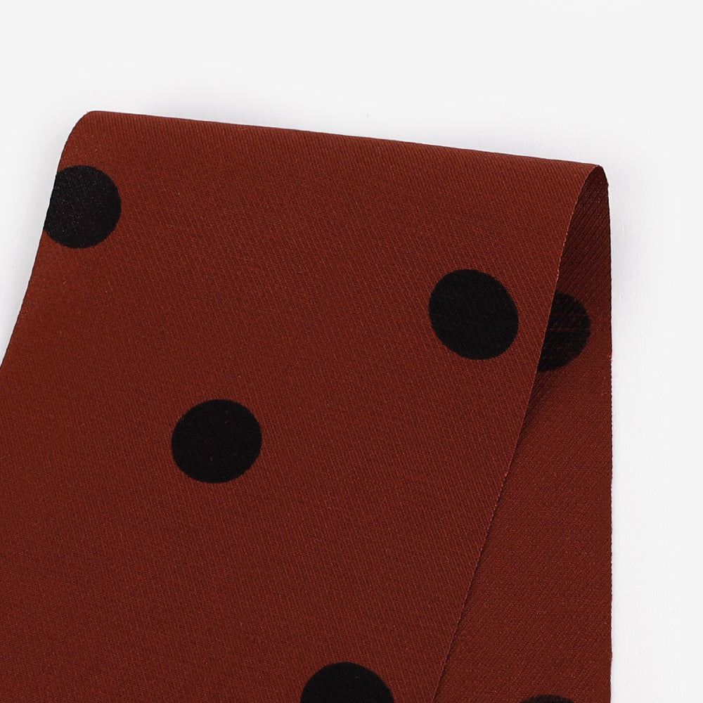 Big Polka Dot Rayon / Linen Twill - Burnt Umber