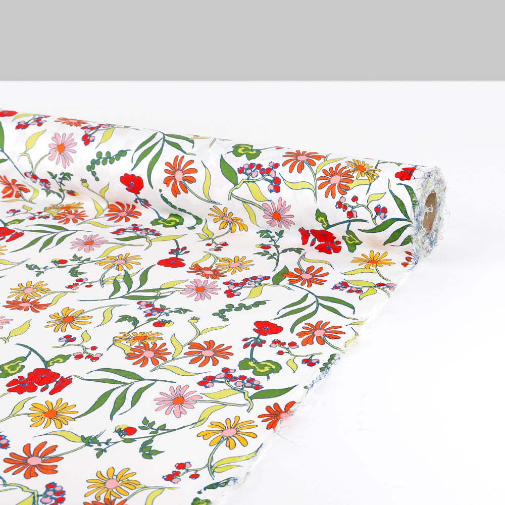 Blooms and Berries Stretch Cotton Sateen - Green Mix