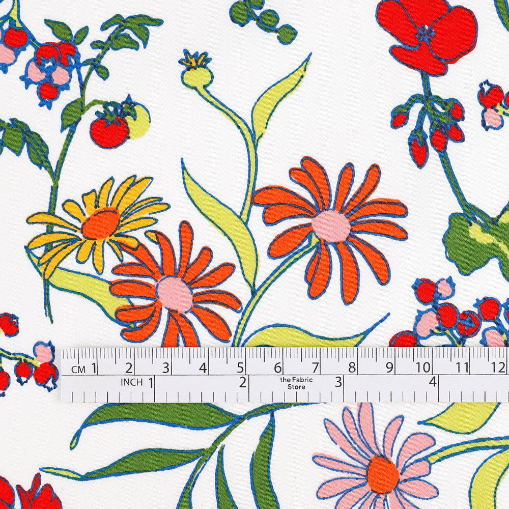 Blooms and Berries Stretch Cotton Sateen - Green Mix