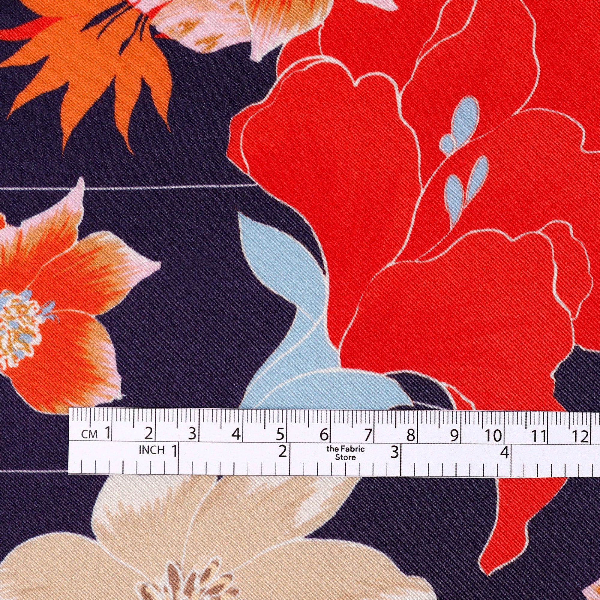 Hellebore Stripe Viscose Satin - Navy