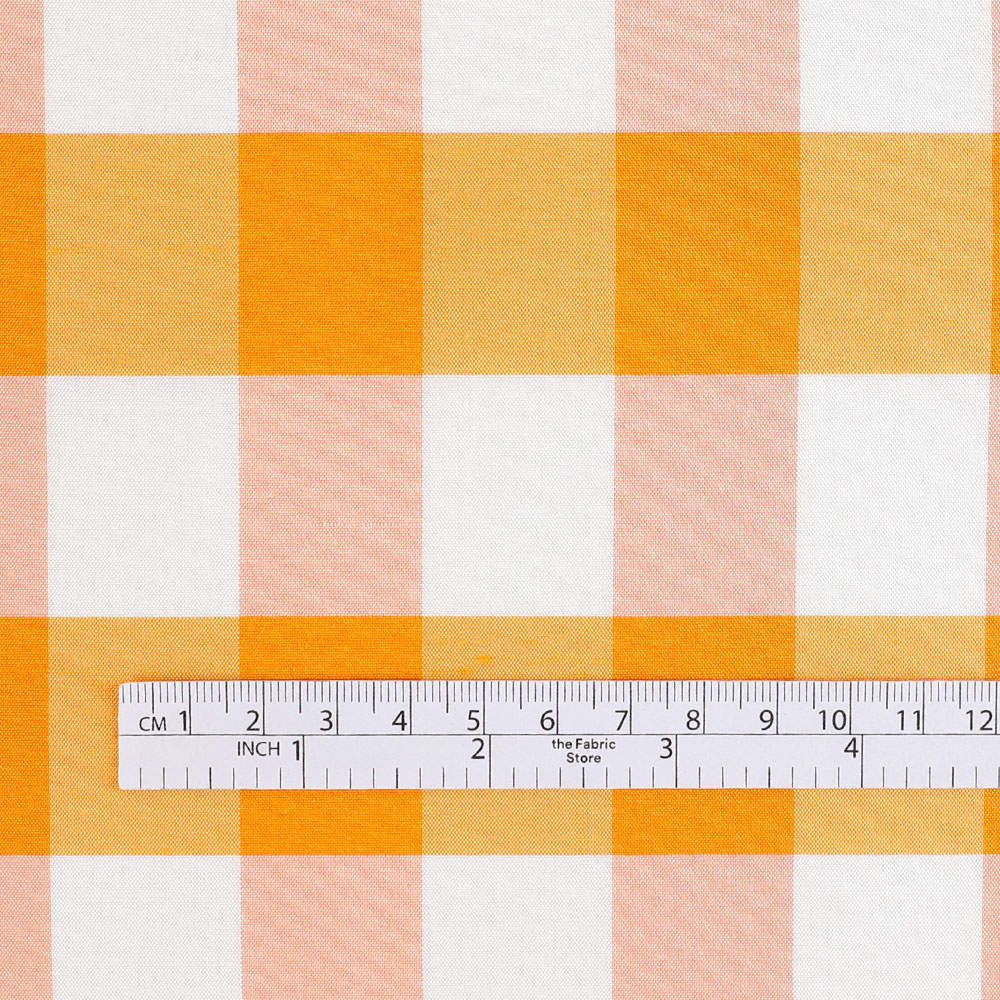 Two Tone Check Silk / Poly Shantung - Californian Poppy