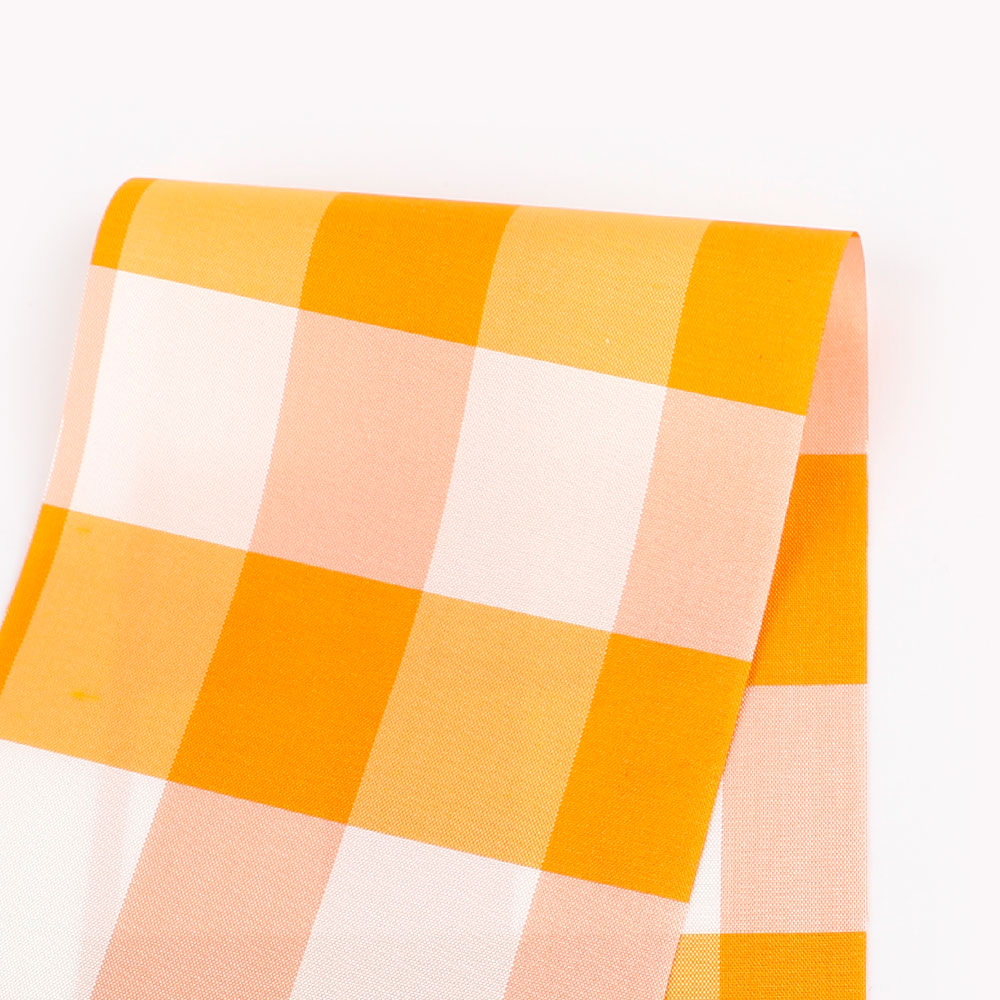 Two Tone Check Silk / Poly Shantung - Californian Poppy