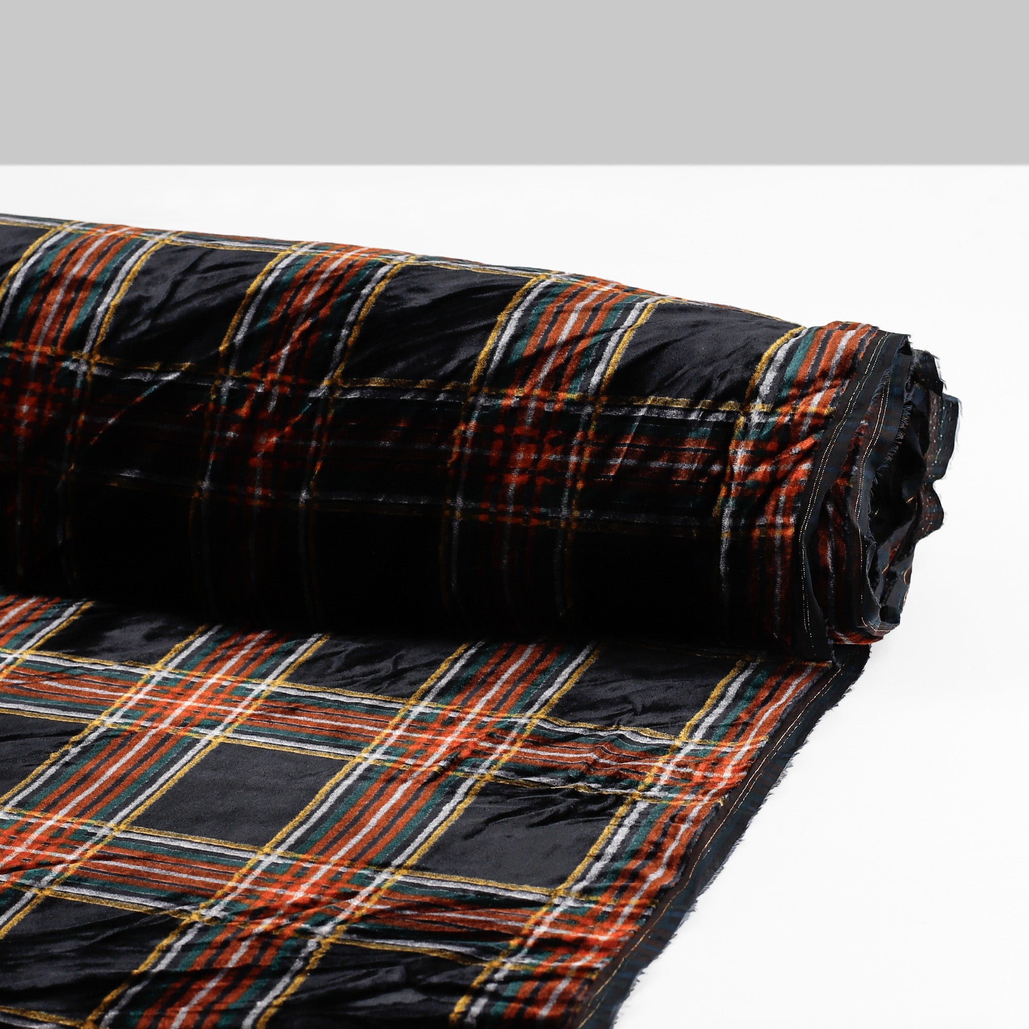 Check Rayon/Poly Velvet - Black Primary