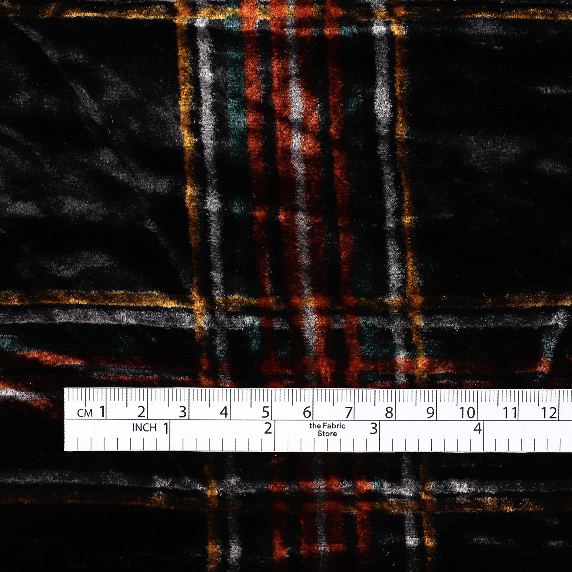 Check Rayon/Poly Velvet - Black Primary