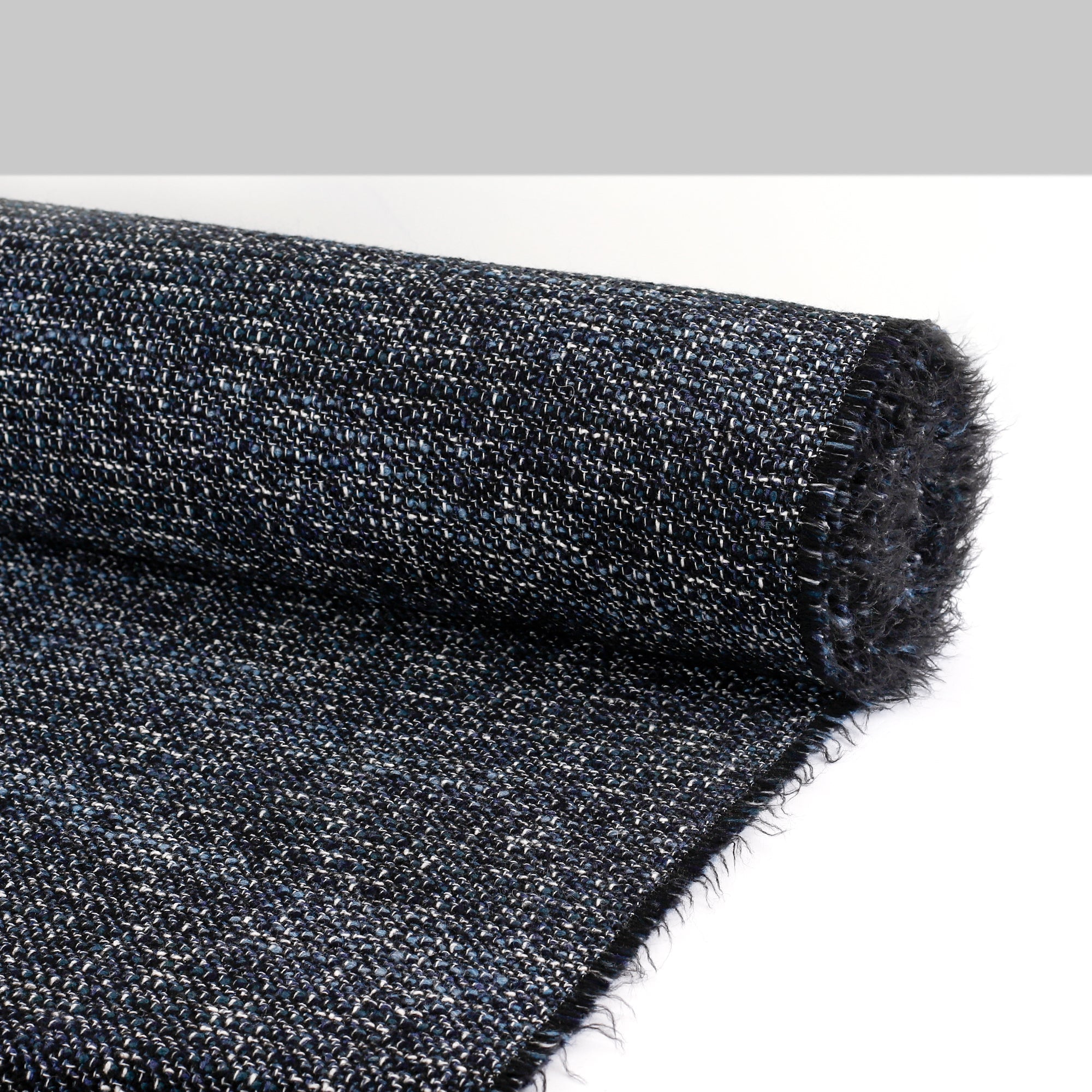 Wool Blend Basketweave Tweed - Night Sky