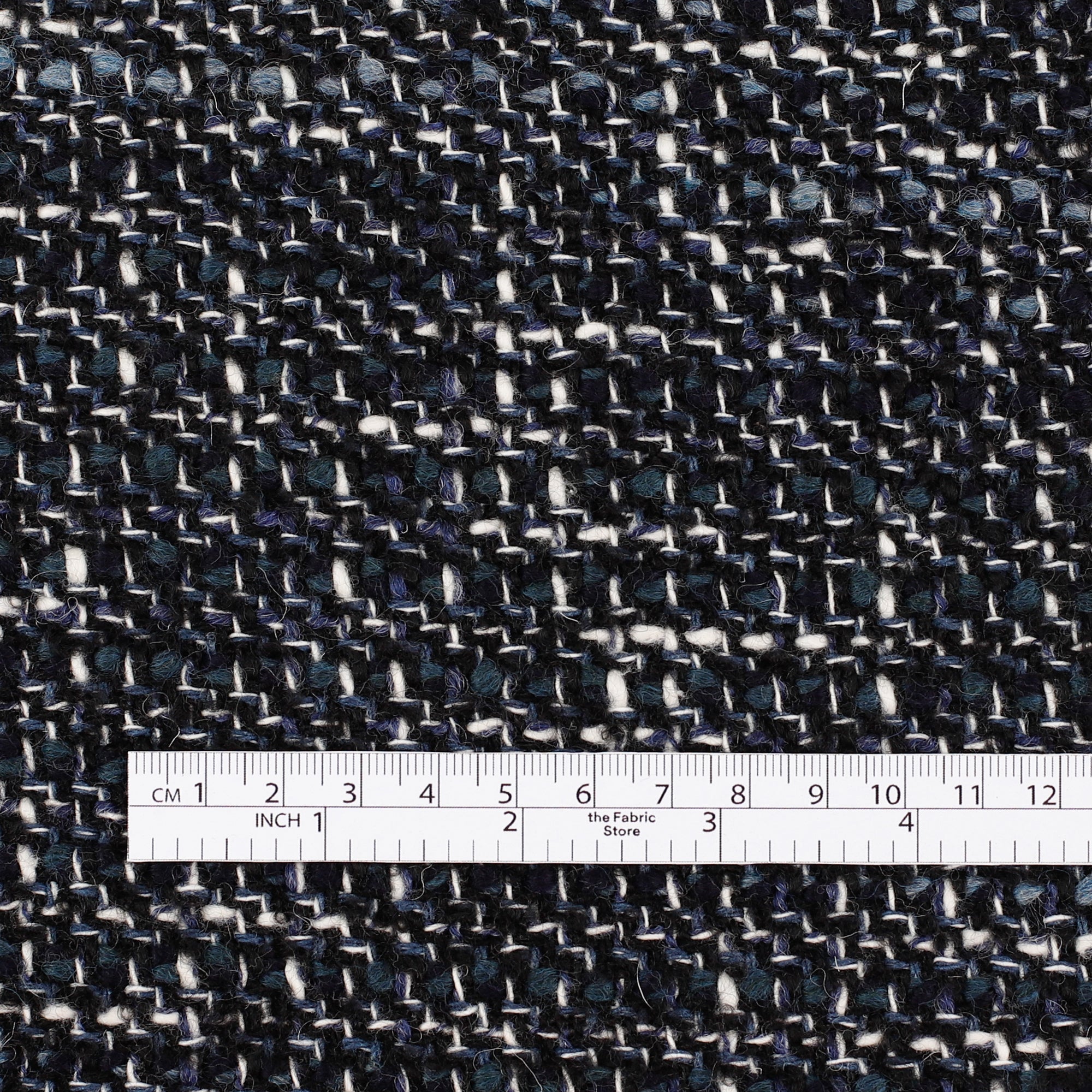 Wool Blend Basketweave Tweed - Night Sky