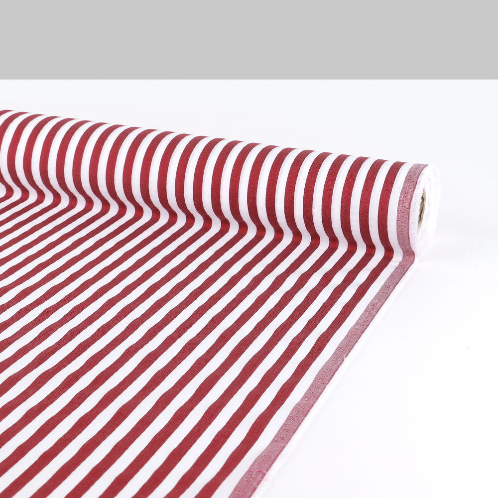 Woven Stripe Cotton Shirting - Wine