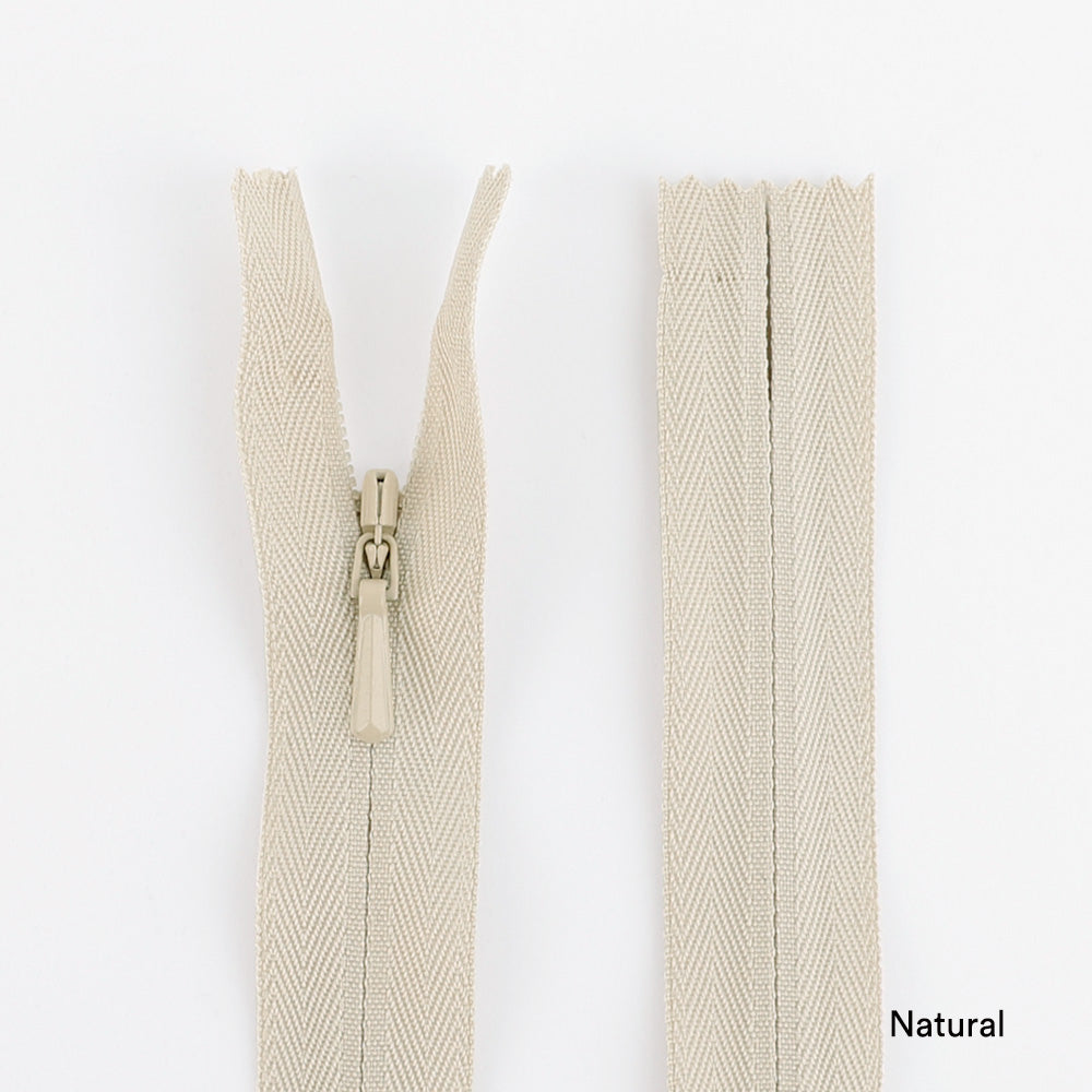 Invisible Zips - 23cm - Natural