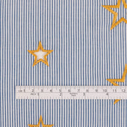 Star Embroidered Cut-Out Stripe Cotton - Blue